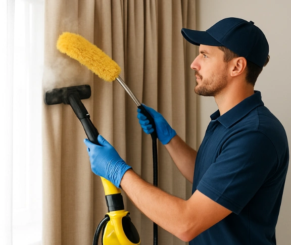 Trusted curtain steam cleaning technician Matty Curtain Cleaning greenbank QLD